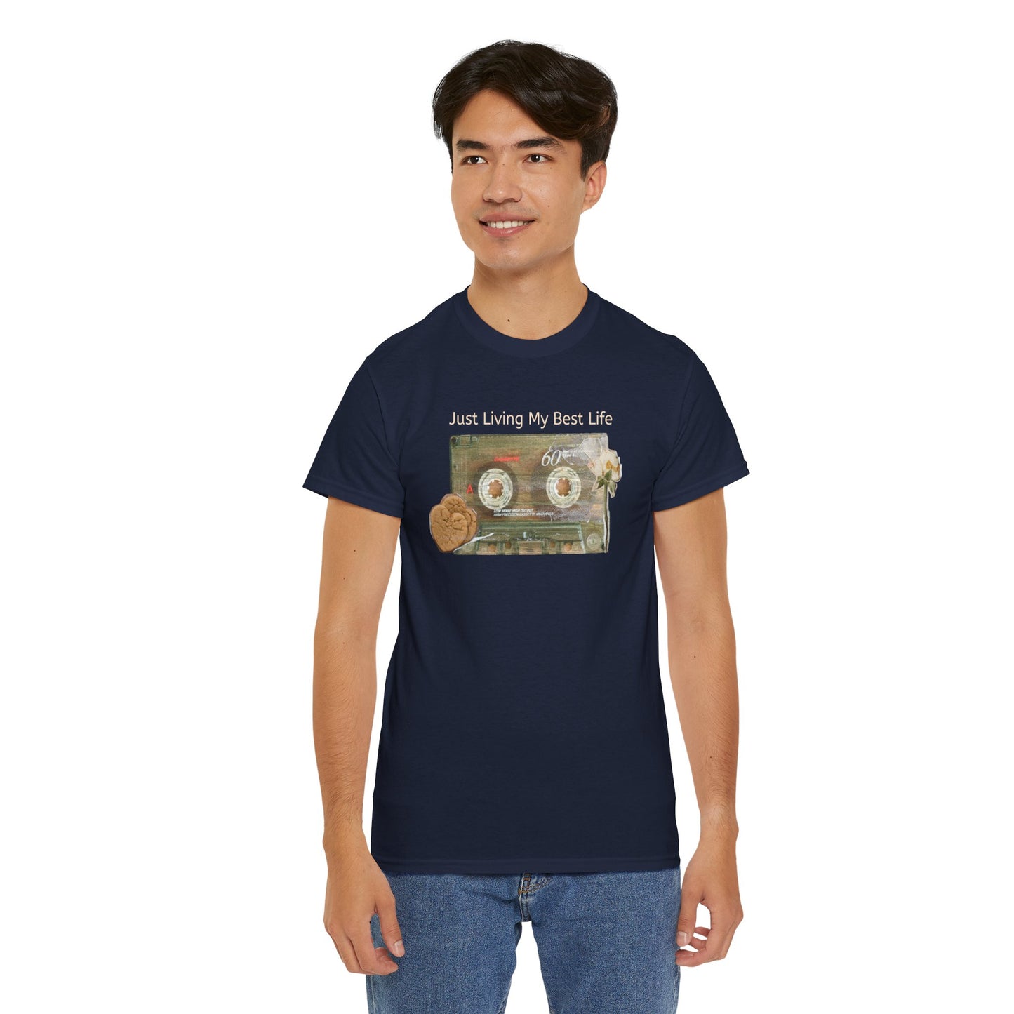 Just Living My Best Life Tee, Vintage Cassette T-Shirt, Casual Wear, Gift for Friends, Music Lover's Apparel