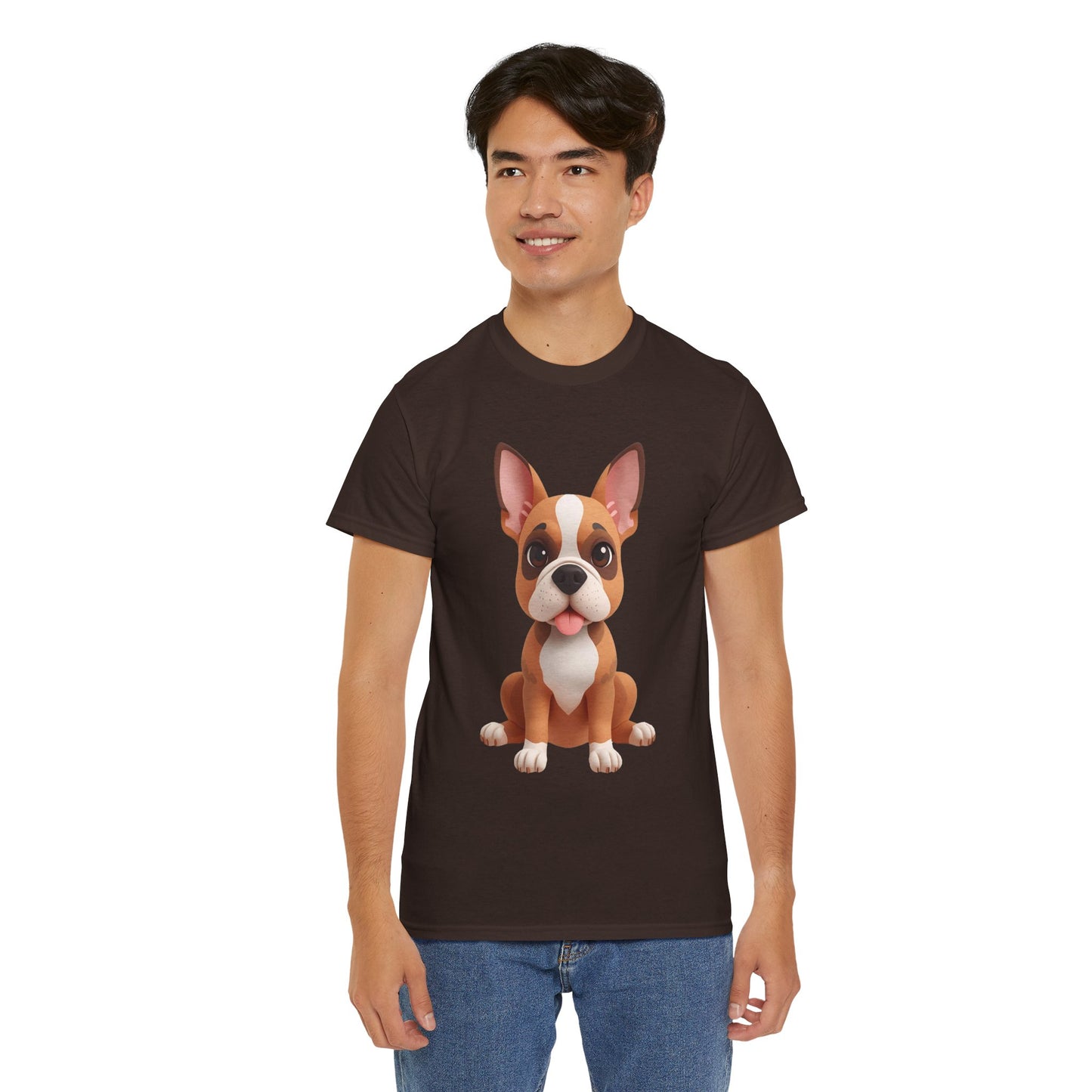 Cute 3D French Bulldog T-Shirt Unisex Heavy Cotton Tee, Dog Lover Gift