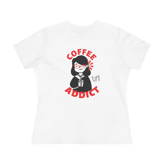 Coffee Addict Women's Tee, Cute Coffee Shirt, Gift for Coffee Lovers, Casual Daywear, Funny Graphic Tee, Cozy Coffee Apparel
