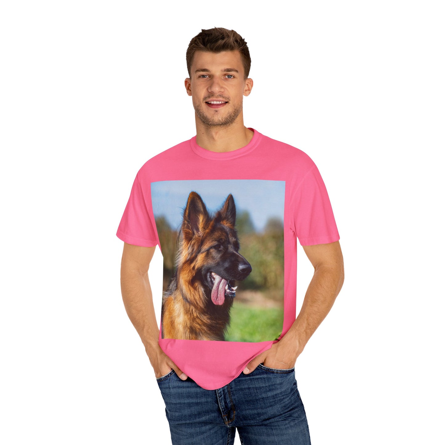 Unisex Dog Lover T-Shirt Featuring a Stunning Showline German Shepherd Puppy Leaving Tongue Out