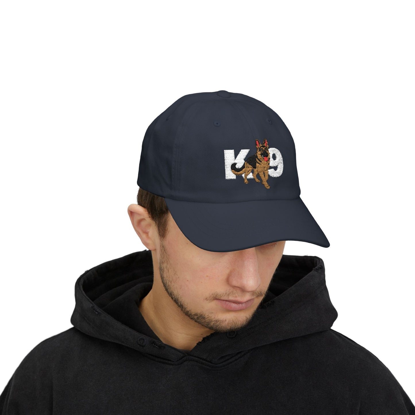 Classic Embroidered K9 Dad Cap Featuring German Shepherd | Dog Lover's Hat, Pet Owner Gift, Adjustable Baseball Cap