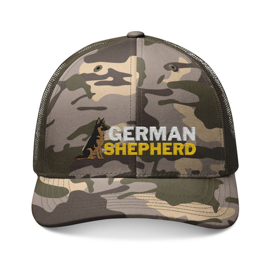 German Shepherd Camouflage Embroidered Trucker Hat - Perfect Gift for Dog Lovers