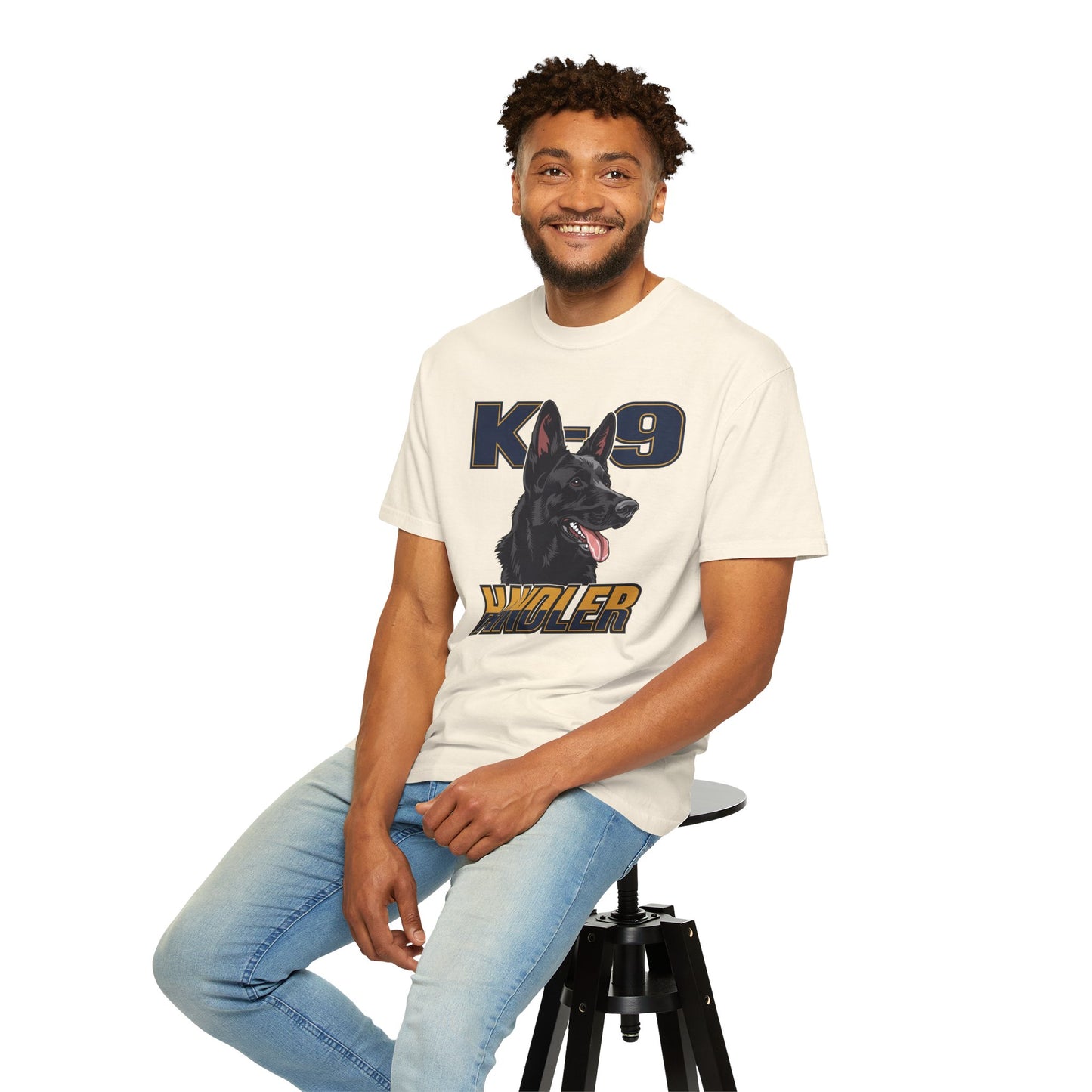Black German Shepherd K-9 Handler T-Shirt, Garment-Dyed Unisex Tee for Dog Lovers