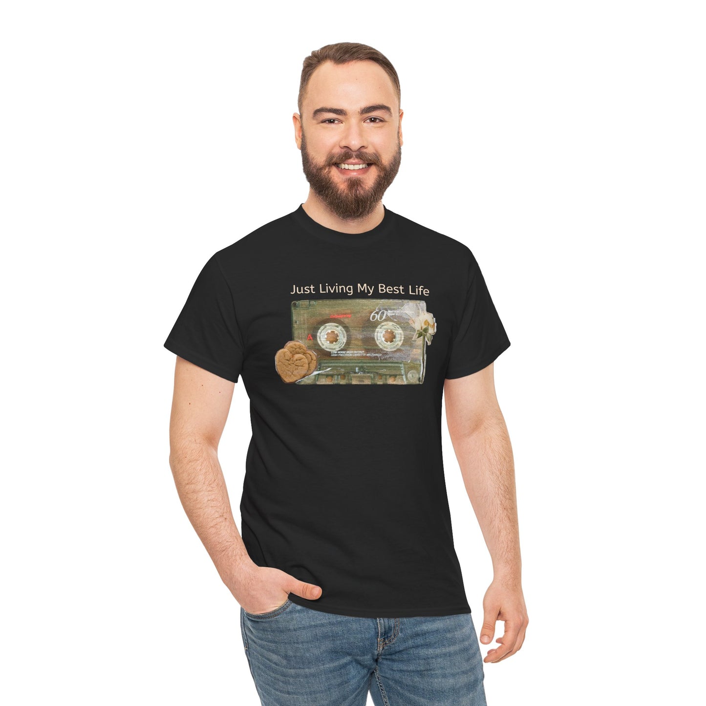 Just Living My Best Life Tee, Vintage Cassette T-Shirt, Casual Wear, Gift for Friends, Music Lover's Apparel