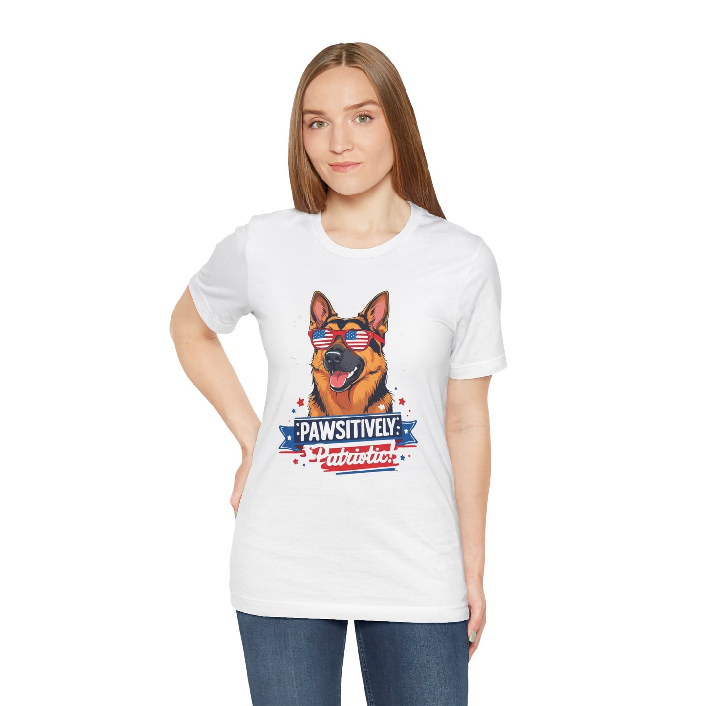 Pawsitively Patriotic German Shepherd Dog Tee, Unisex T-Shirt, Perfect for Summer Celebrations, Pet Lovers Gift, 4th of July Apparel