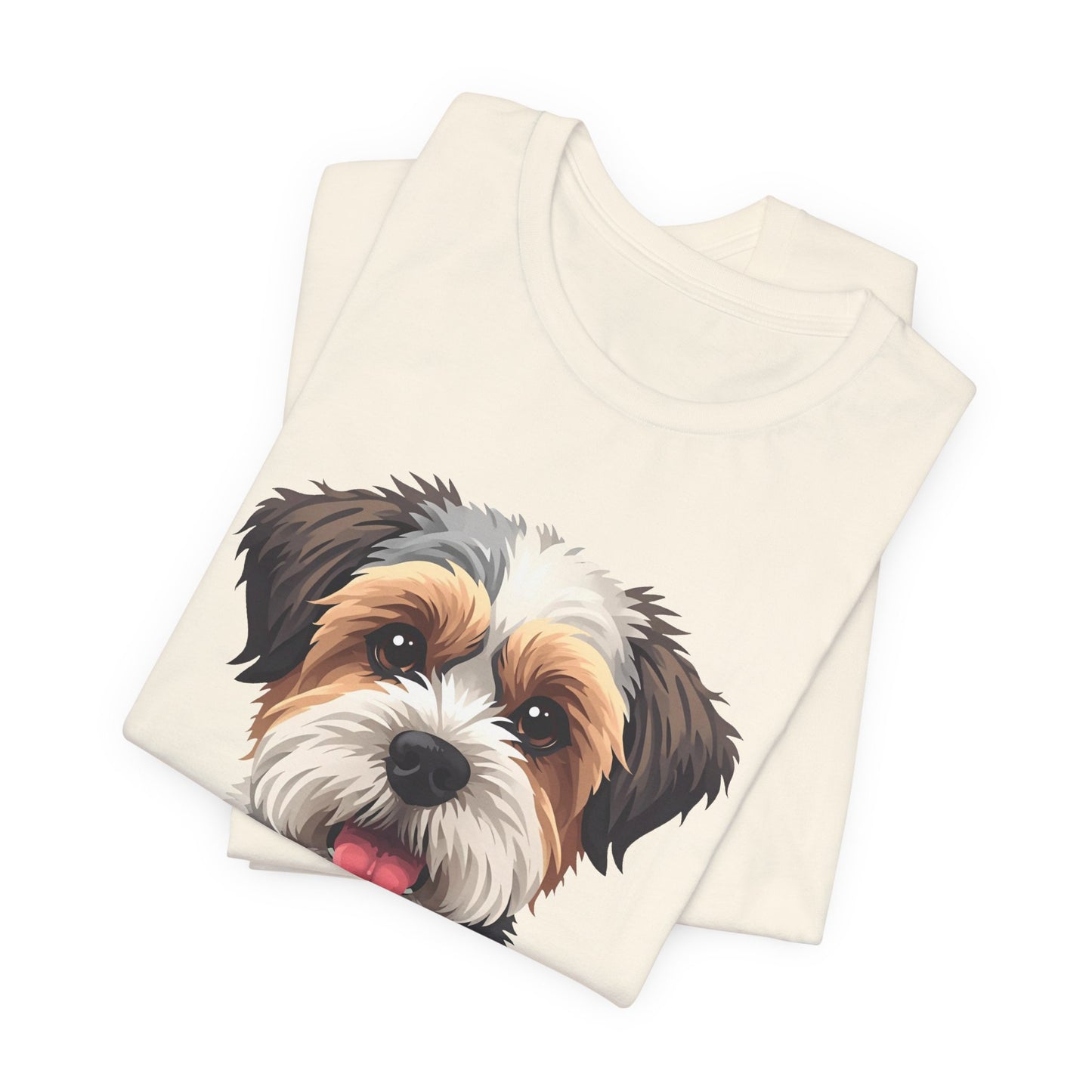 Unisex Dog Lover T-Shirt Featuring a 3D Design of Cute Fluffy Bichon Frise Mix | Gift for Dog Owners