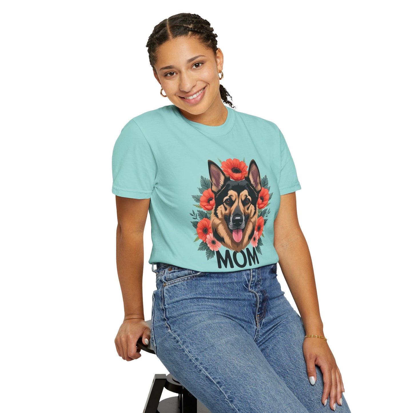 Floral German Shepherd Dog Mom T-Shirt, Perfect Gift for Dog Lovers, Mother’s Day, Birthday, Casual Wear, Comfortable Everyday Tee