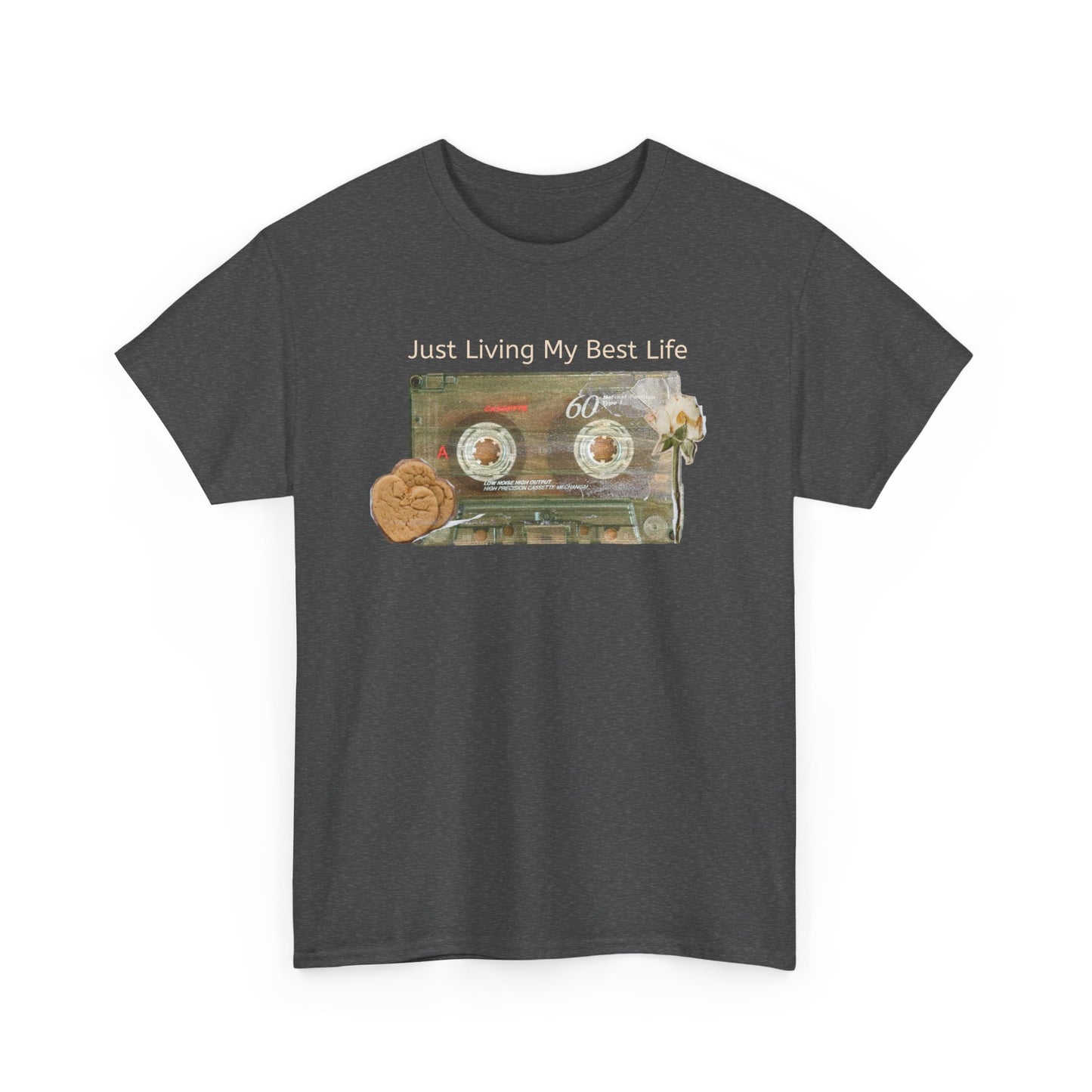 Just Living My Best Life Tee, Vintage Cassette T-Shirt, Casual Wear, Gift for Friends, Music Lover's Apparel