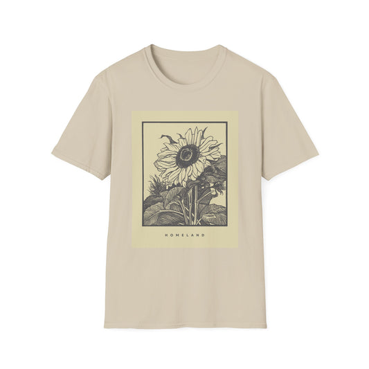 Vintage Sunflower Unisex T-Shirt, Softstyle Tee, Casual Wear, Nature Lover Gift, Summer Fashion, Homelands Design