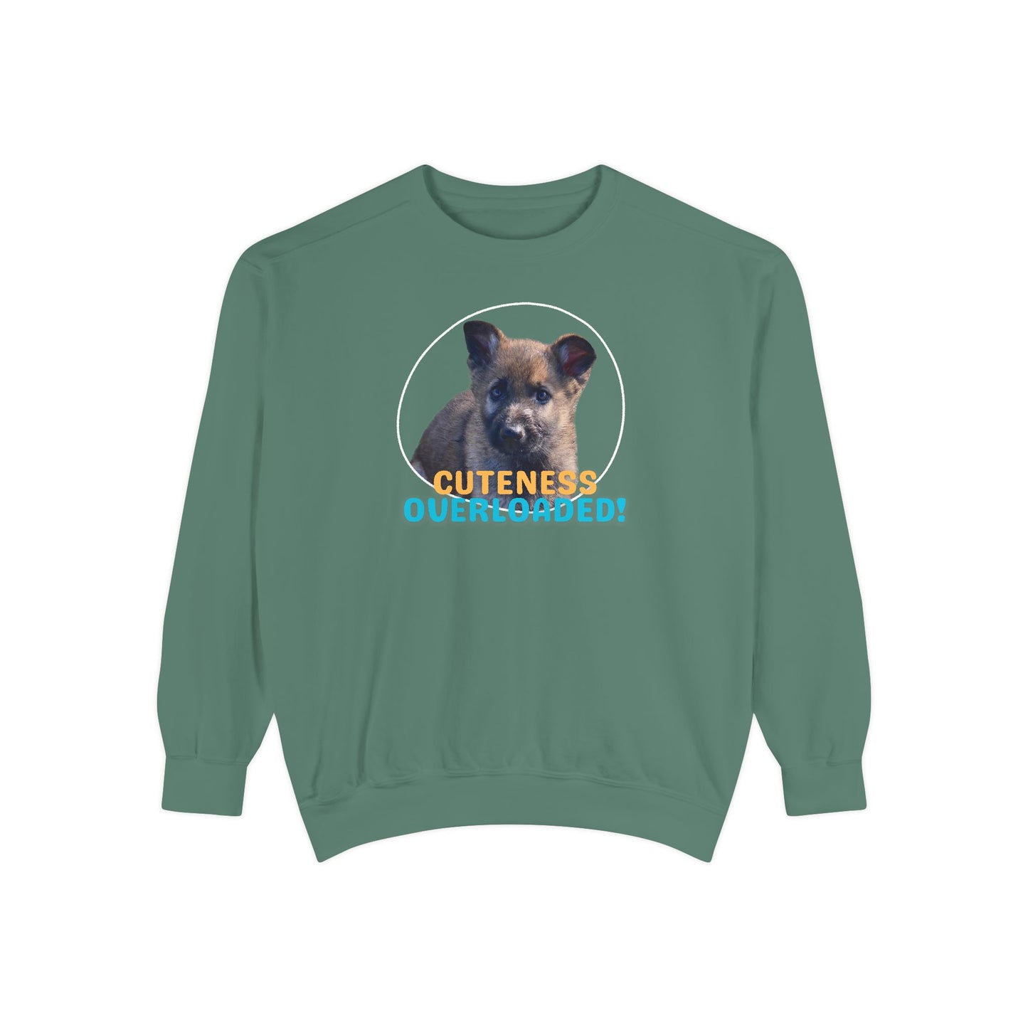 Unisex Dog Lover Hoodie With a Cute Sable German Shepherd Puppy and Caption Cuteness Overloaded