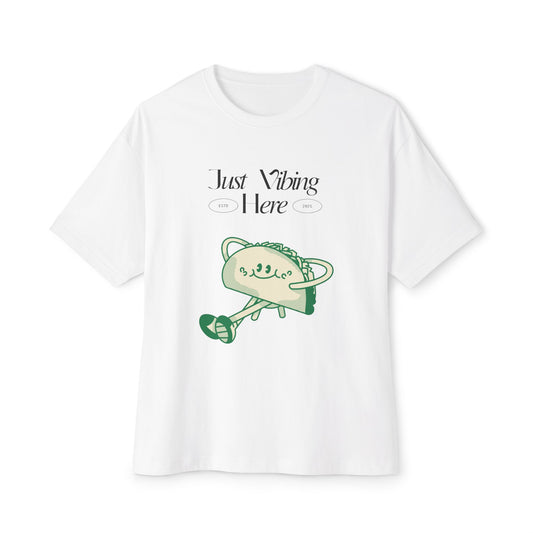 Just Vibing Here Unisex Oversized Tee, Casual Graphic Top, Everyday Wear, Comfortable Summer Shirt, Unique Gift Idea, Relaxed Fit Tee