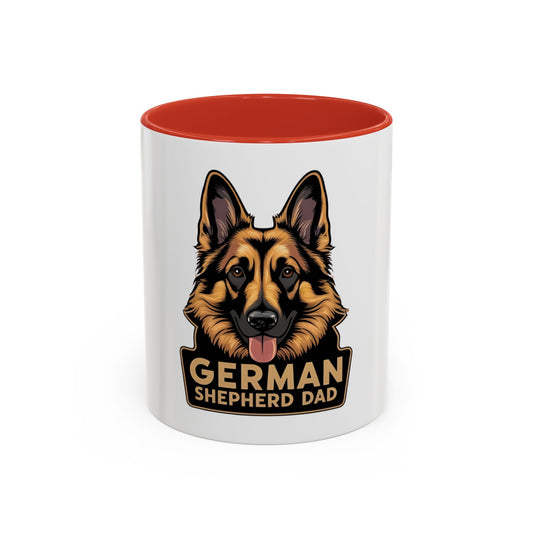 German Shepherd Dad Accent Coffee Mug - Pet Lover Gift, Dog Dad Mug, Black Trim Mug, Father's Day Present, Dog Owner Coffee Cup