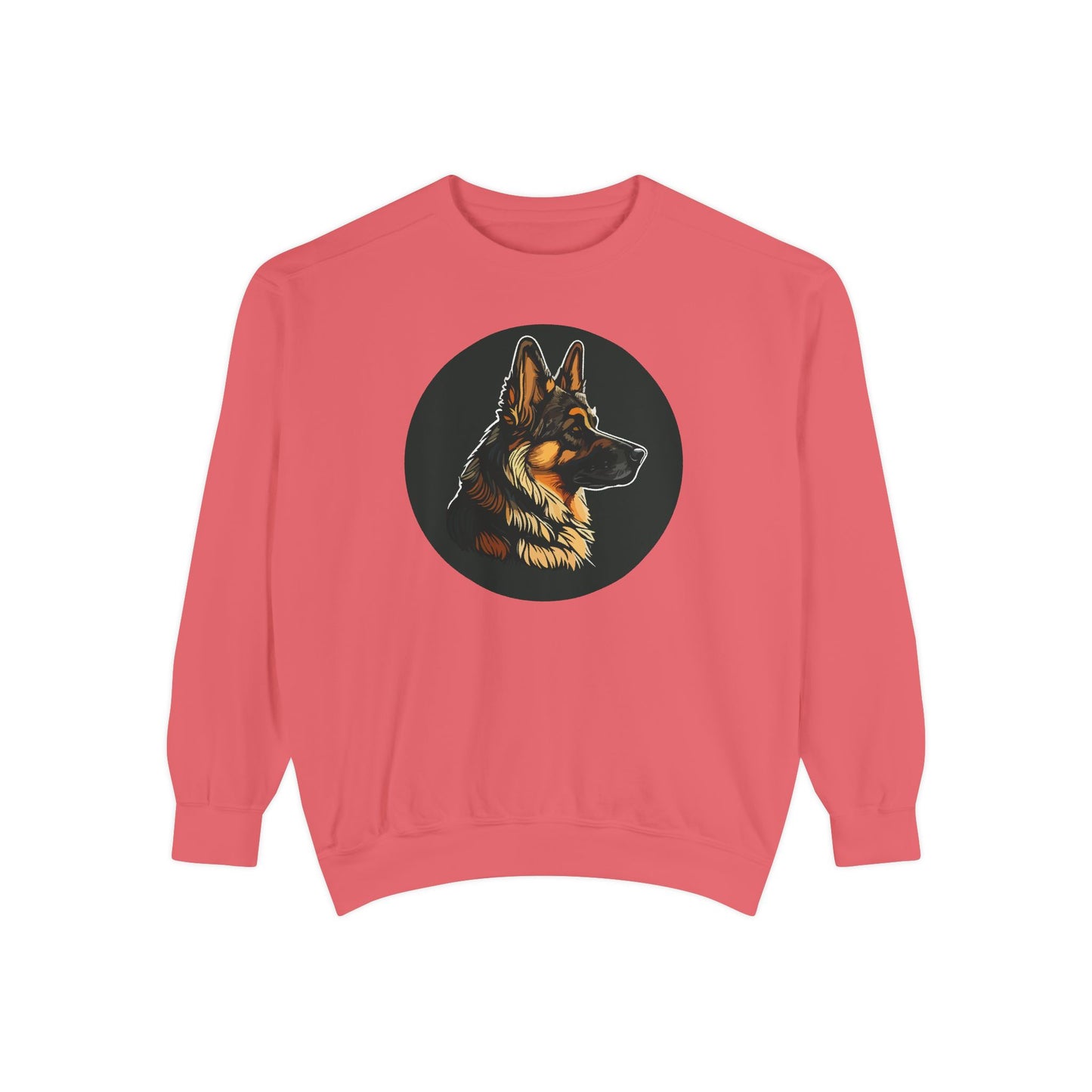 Unisex Dog Lover Sweatshirt With a Close Up Graphic of a German Shepherd Inside a Black Circle