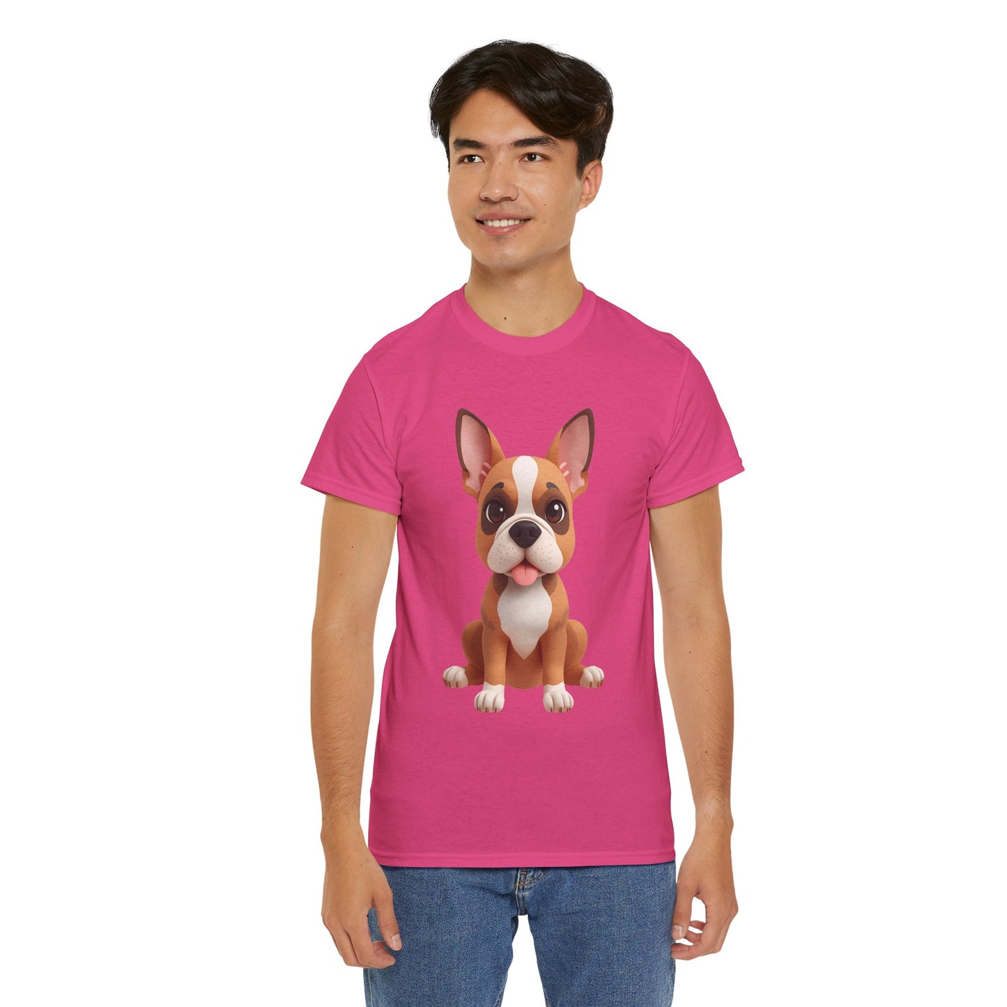 Cute 3D French Bulldog T-Shirt Unisex Heavy Cotton Tee, Dog Lover Gift