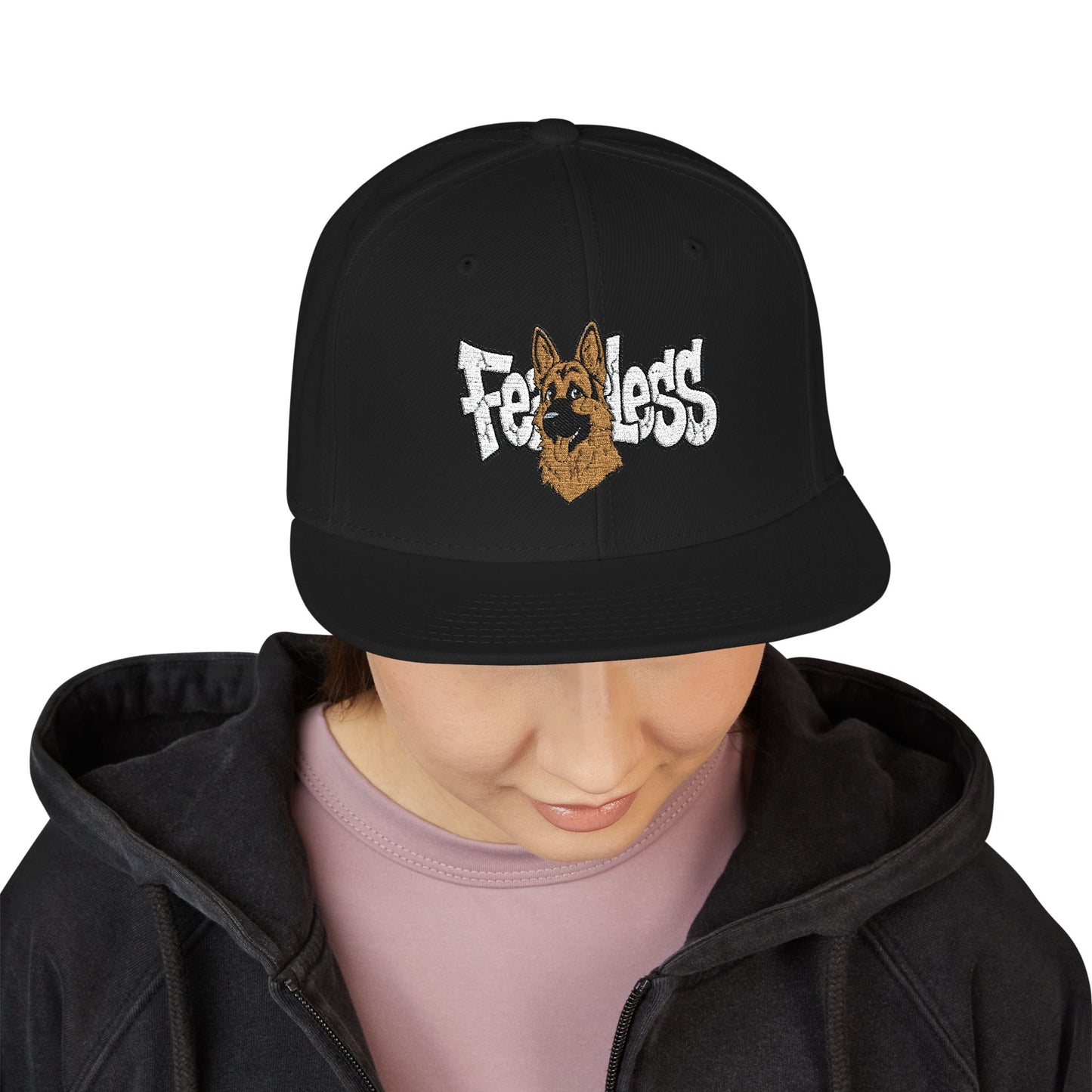 German Shepherd Embroidered Snapback Hat - Fearless