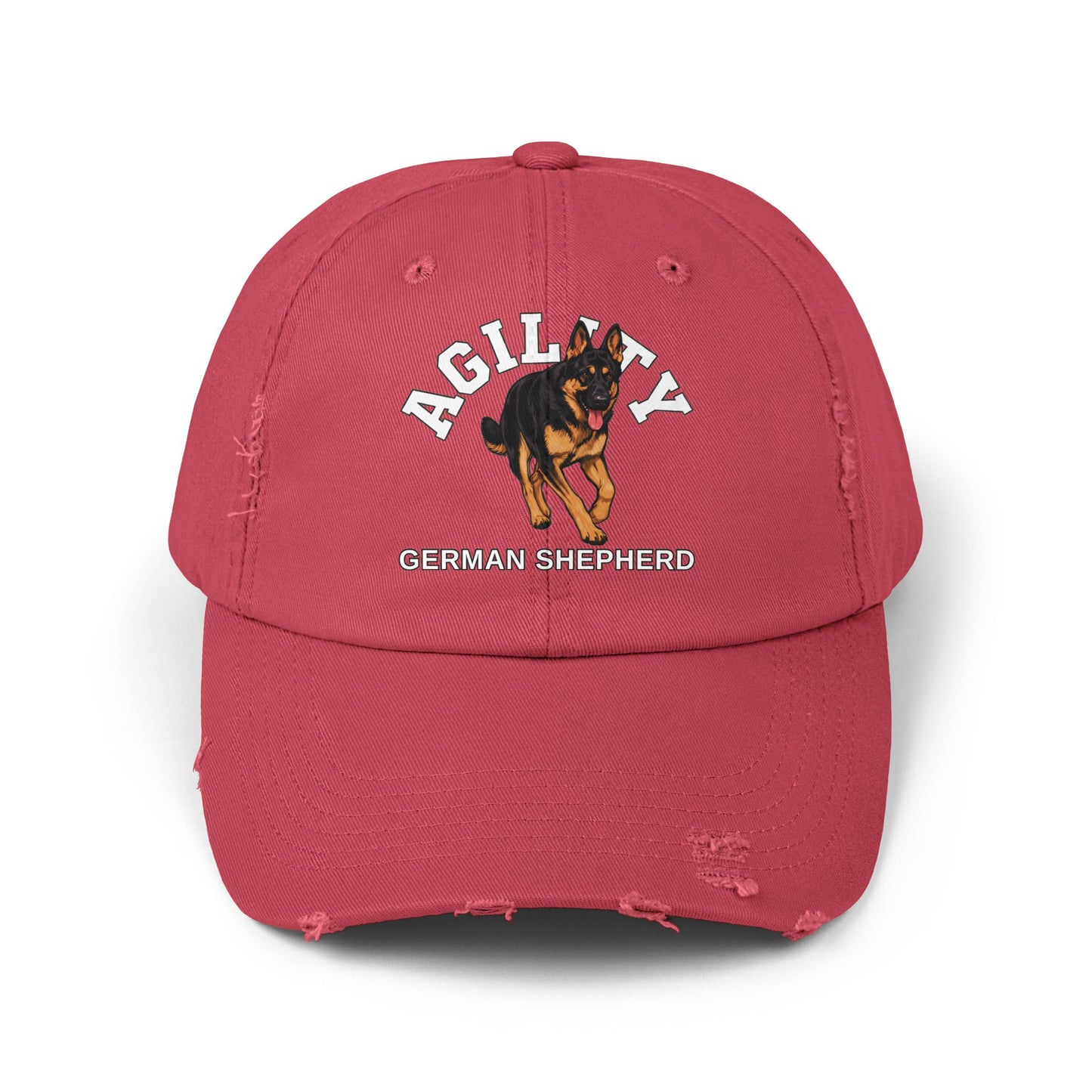 Black Distressed Agility German Shepherd Dog Cap | Unisex Pet Lover Hat, Outdoorsy Style, Casual Wear, Animal Lover Accessory