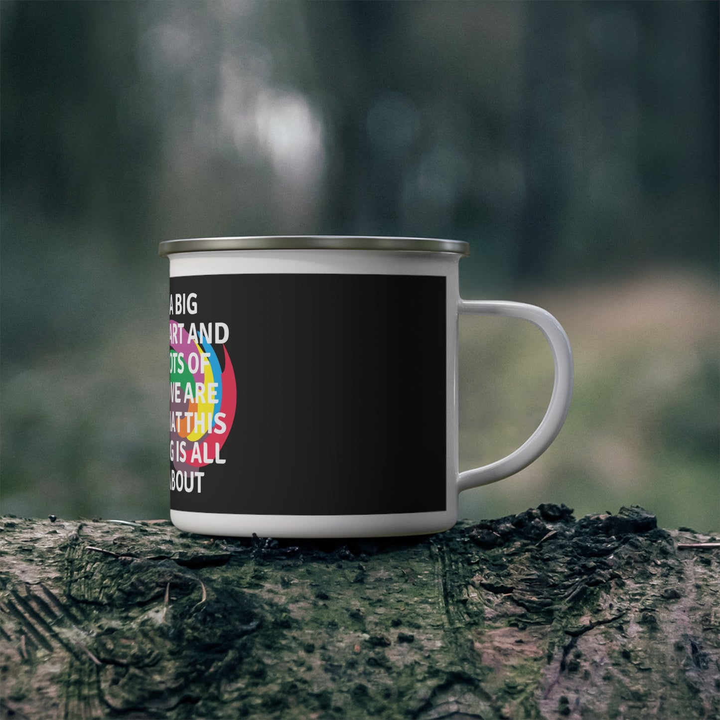 Enamel Camping Mug With a German Shepherd and Quote A Big Heart and Lots of Love