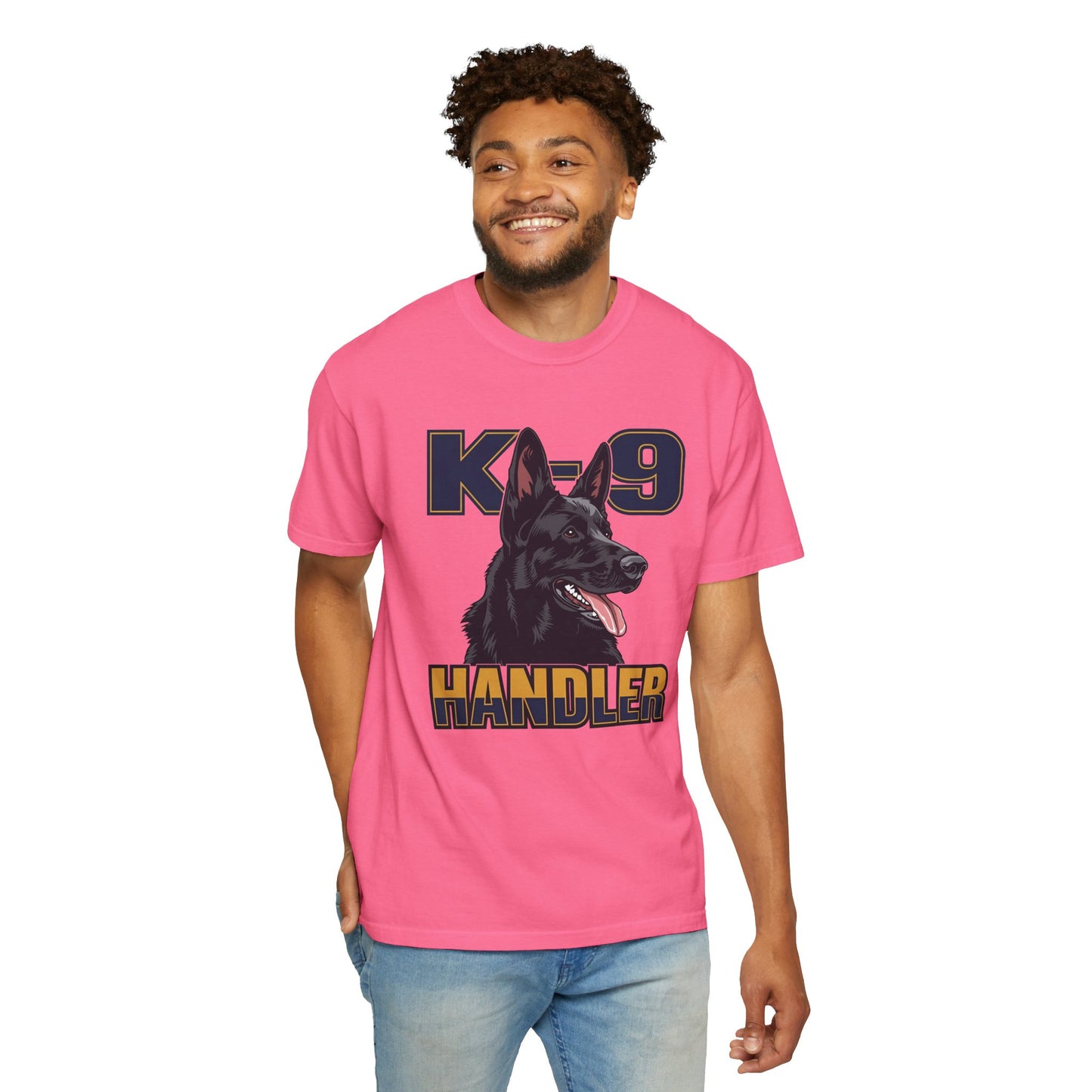 Black German Shepherd K-9 Handler T-Shirt, Garment-Dyed Unisex Tee for Dog Lovers