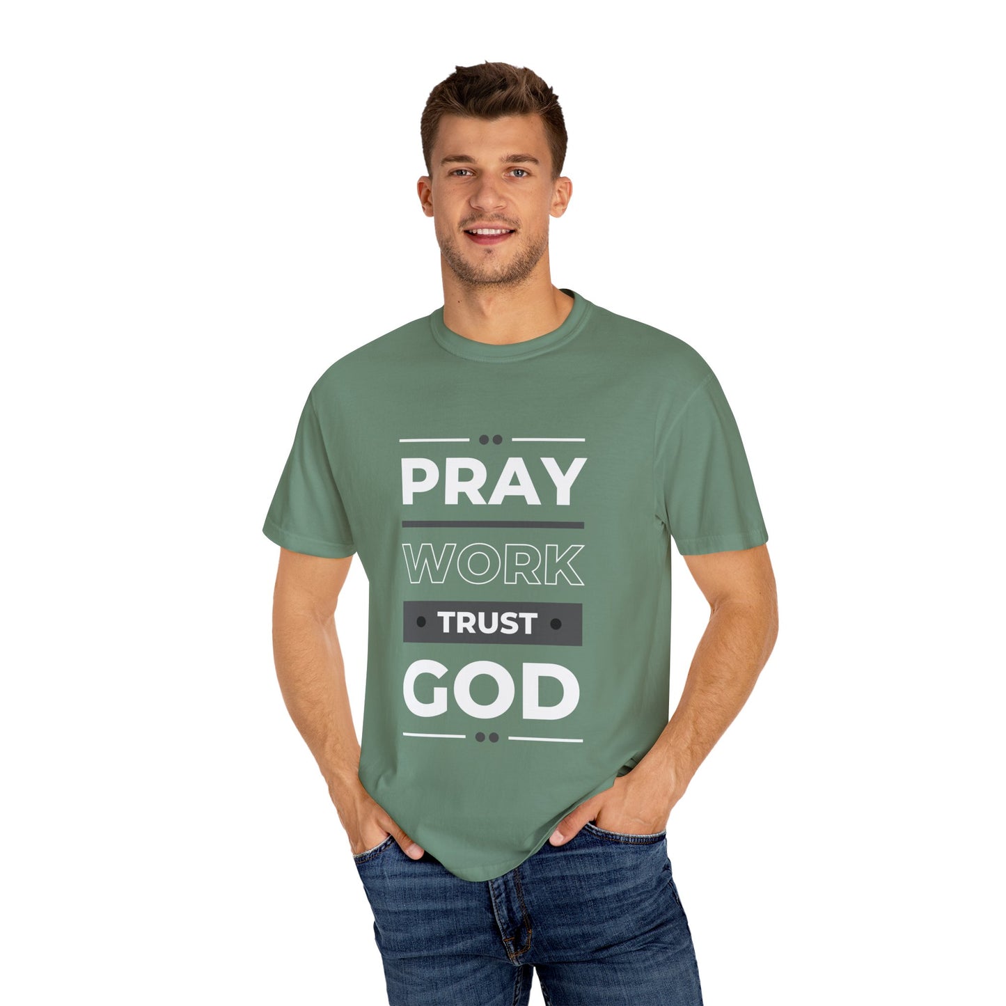 Faith-Inspired Garment-Dyed T-shirt, Inspirational Tee, God Trust Shirt, Religious Apparel, Motivational Gift, Unisex Fashion