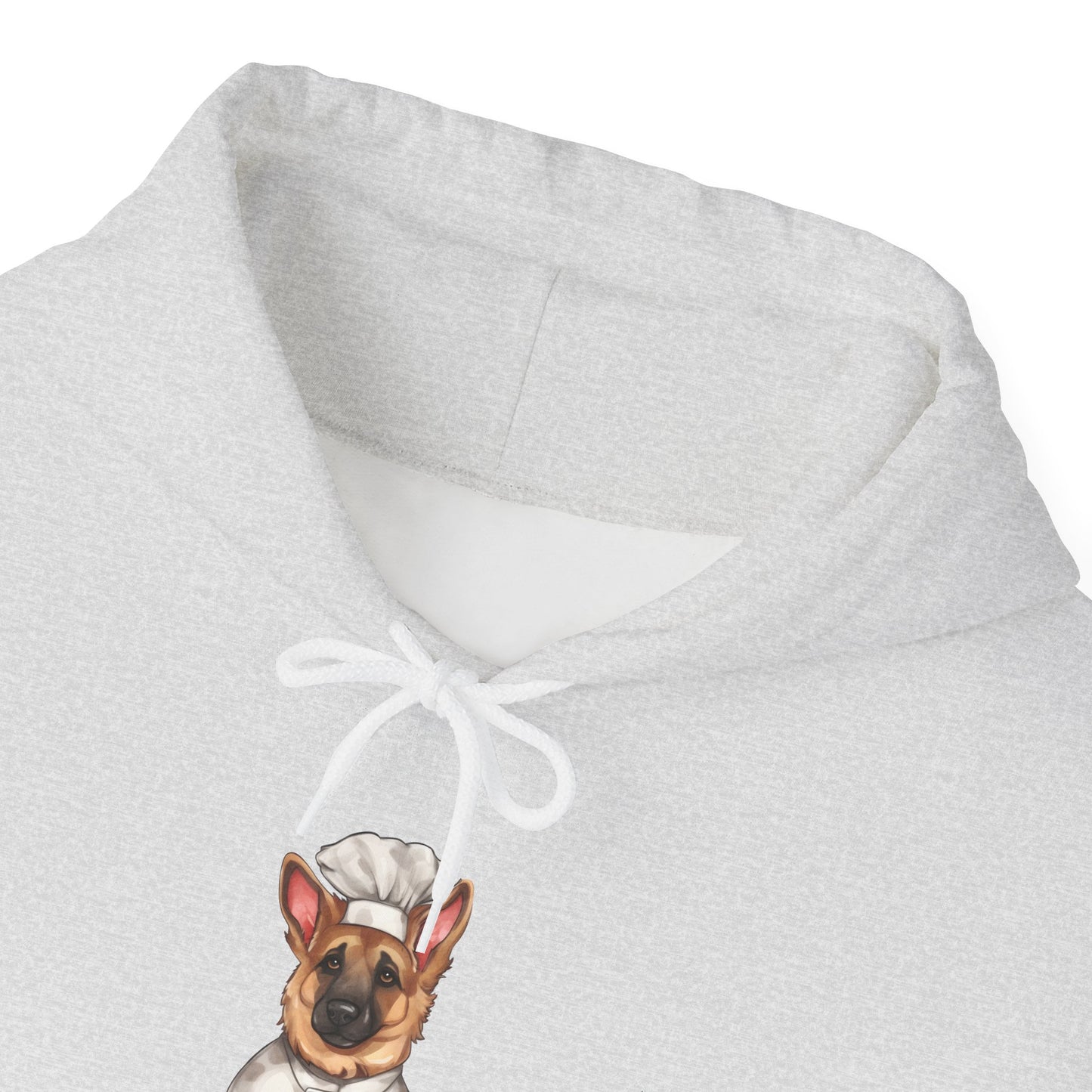 Unisex Dog Lover Hoodie With a Graphic of German Shepherd Wearing Chef Suit