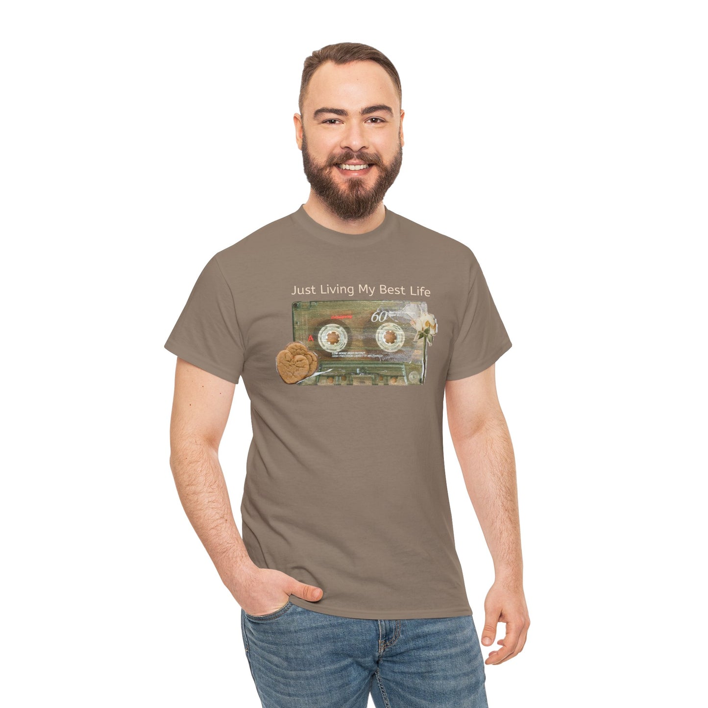 Just Living My Best Life Tee, Vintage Cassette T-Shirt, Casual Wear, Gift for Friends, Music Lover's Apparel