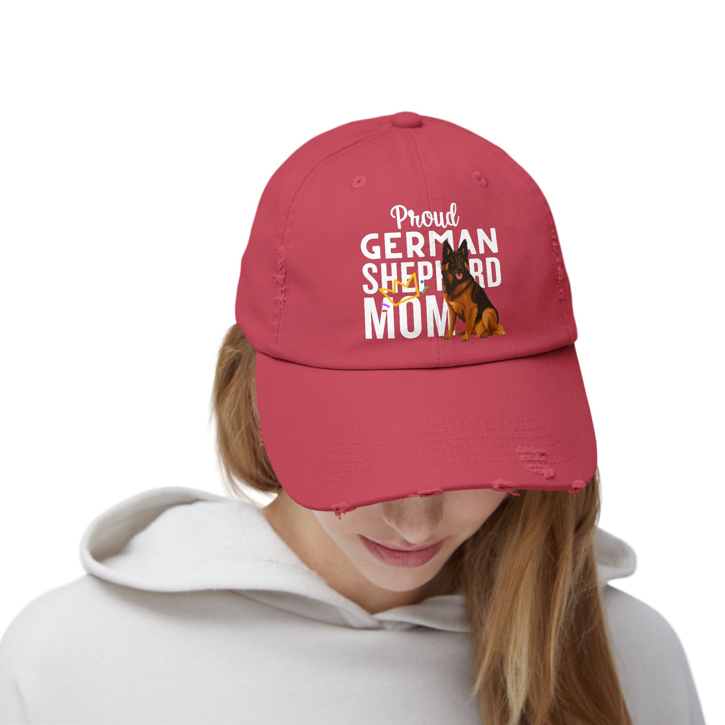 Proud German Shepherd Mom Distressed Cap - Unisex Pet Lover Hat