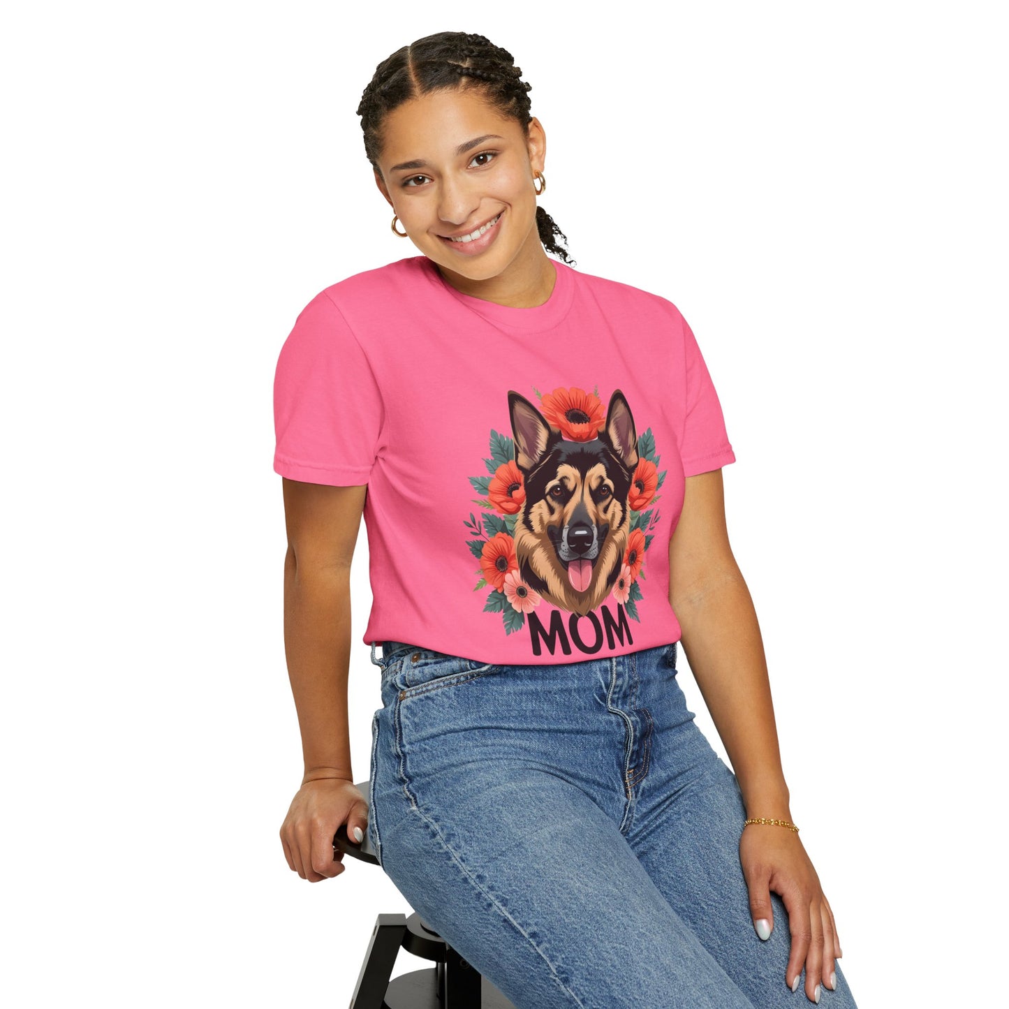 Floral German Shepherd Dog Mom T-Shirt, Perfect Gift for Dog Lovers, Mother’s Day, Birthday, Casual Wear, Comfortable Everyday Tee