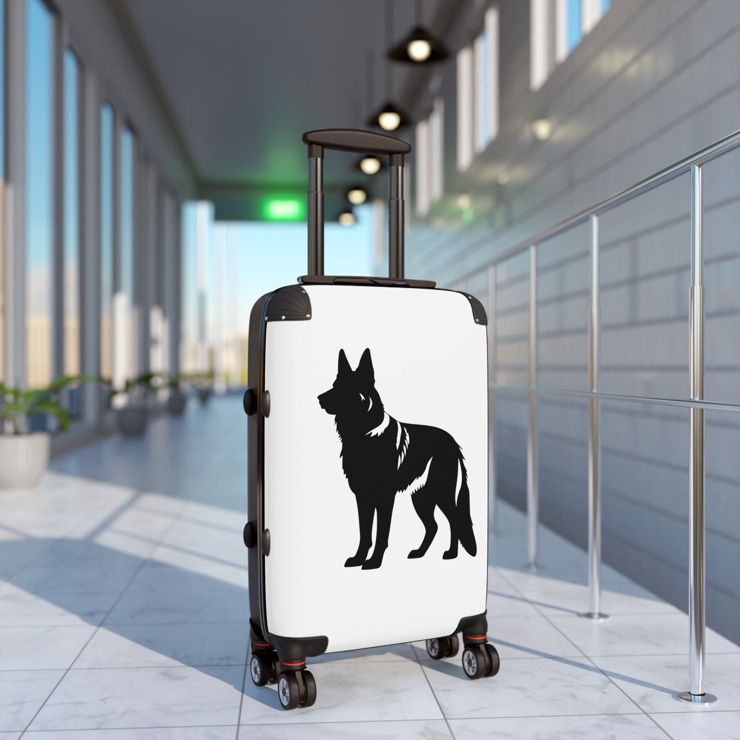 Dog Lover's Suitcase Featuring a Graphic of Black German Shepherd