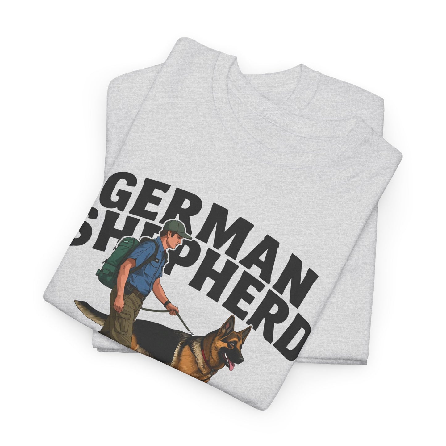 German Shepherd Trainer Tee - Man Holding a German Shepherd | Dog Lover Gift