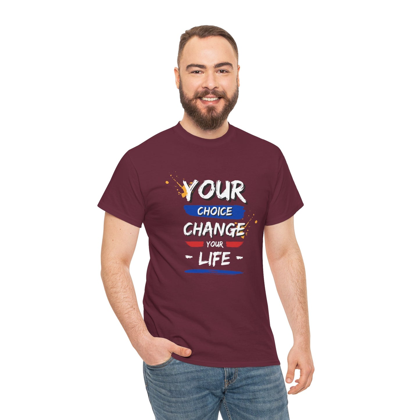 Inspirational Quote Unisex Heavy Cotton Tee - "Your Choice Change For Life", Motivational Shirt, Casual Wear, Gift Idea, Everyday Comfort