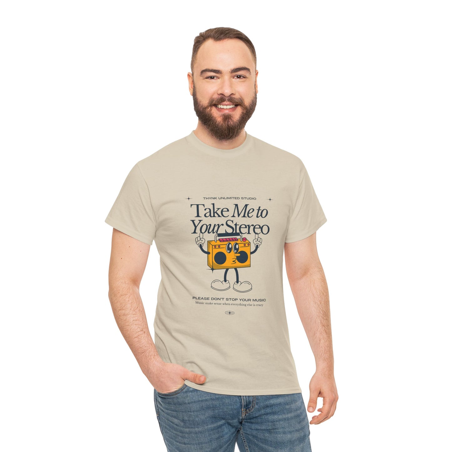 Retro Music Lover Tee - Take Me To Your Stereo, Vintage Style Shirt, Graphic T-Shirt, Unisex Cotton Top, Perfect Gift for Musicians, Summer Outfit