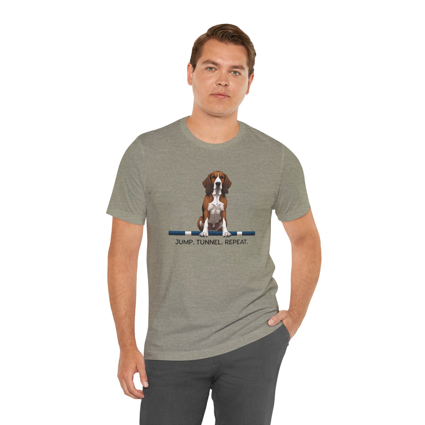 Dog Agility Tee, Fun Pet Lover Shirt, Jump Tunnel Repeat T-Shirt, Dog Enthusiast Apparel, Gift for Dog Owners
