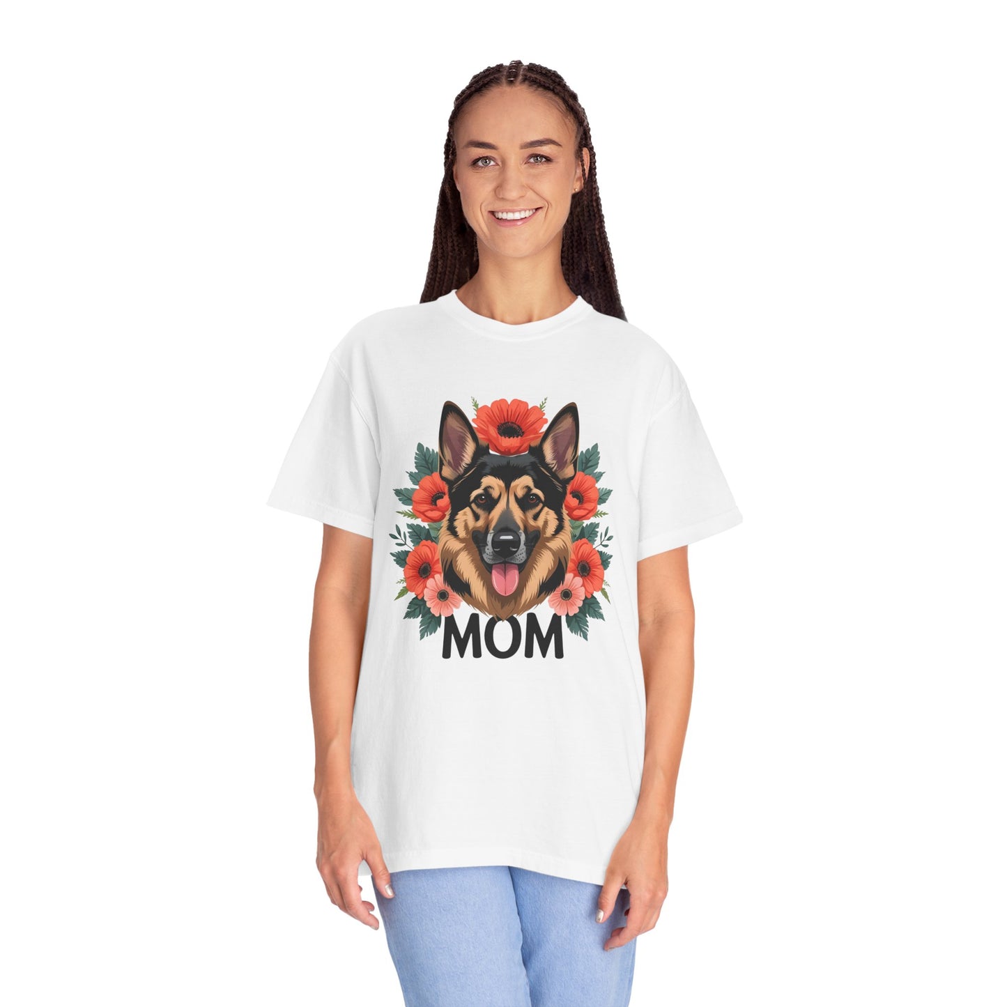 Floral German Shepherd Dog Mom T-Shirt, Perfect Gift for Dog Lovers, Mother’s Day, Birthday, Casual Wear, Comfortable Everyday Tee
