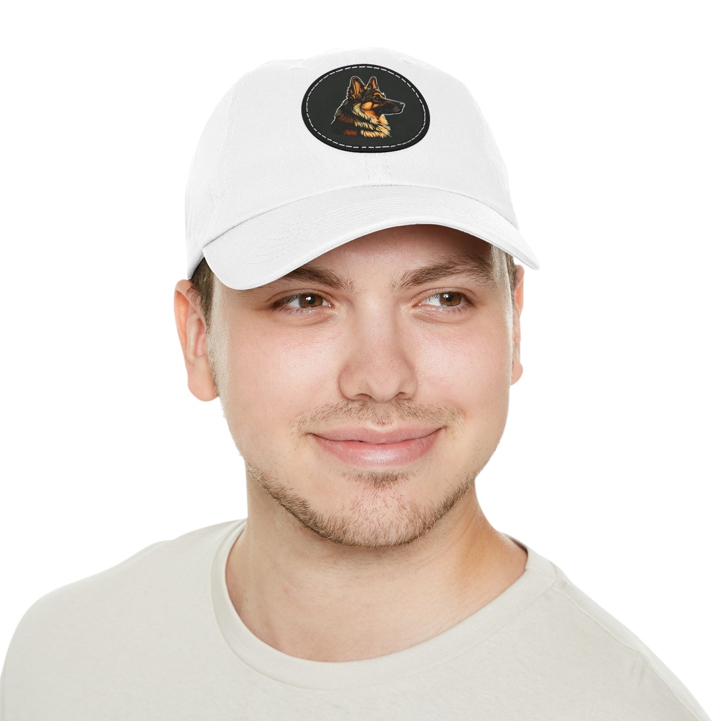 Customized Dad Hat with Leather Patch - German Shepherd Design