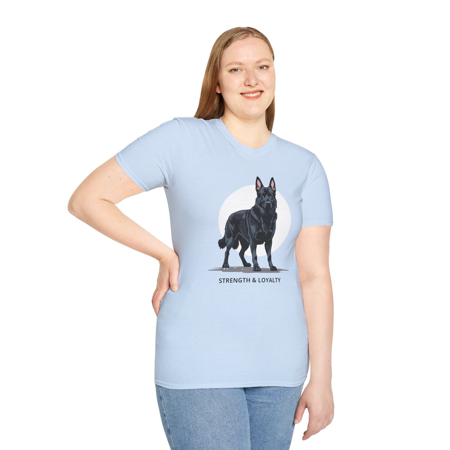 Strength & Loyalty German Shepherd Dog T-Shirt, Unisex Pet Lover Tee, Gifts for Dog Owners, Animal Lovers Apparel, Casual Everyday Wear, Black Dog Shirt