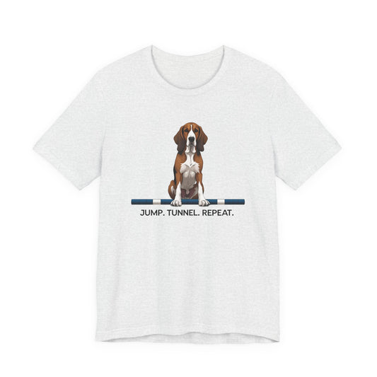 Dog Agility Tee, Fun Pet Lover Shirt, Jump Tunnel Repeat T-Shirt, Dog Enthusiast Apparel, Gift for Dog Owners