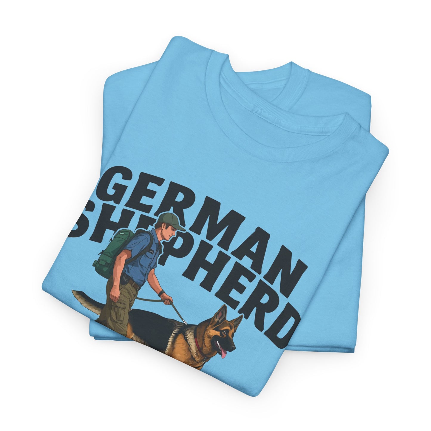 German Shepherd Trainer Tee - Man Holding a German Shepherd | Dog Lover Gift