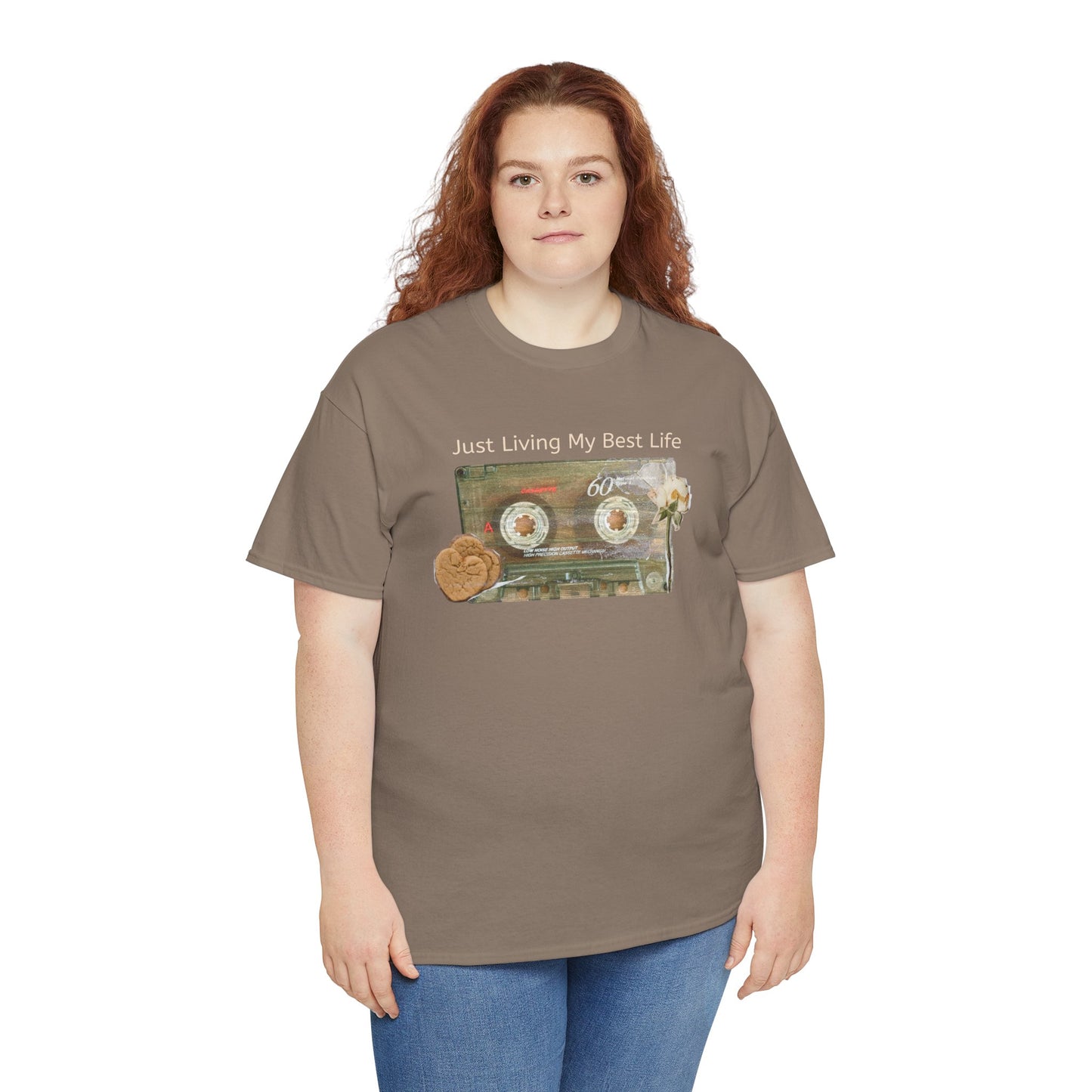 Just Living My Best Life Tee, Vintage Cassette T-Shirt, Casual Wear, Gift for Friends, Music Lover's Apparel
