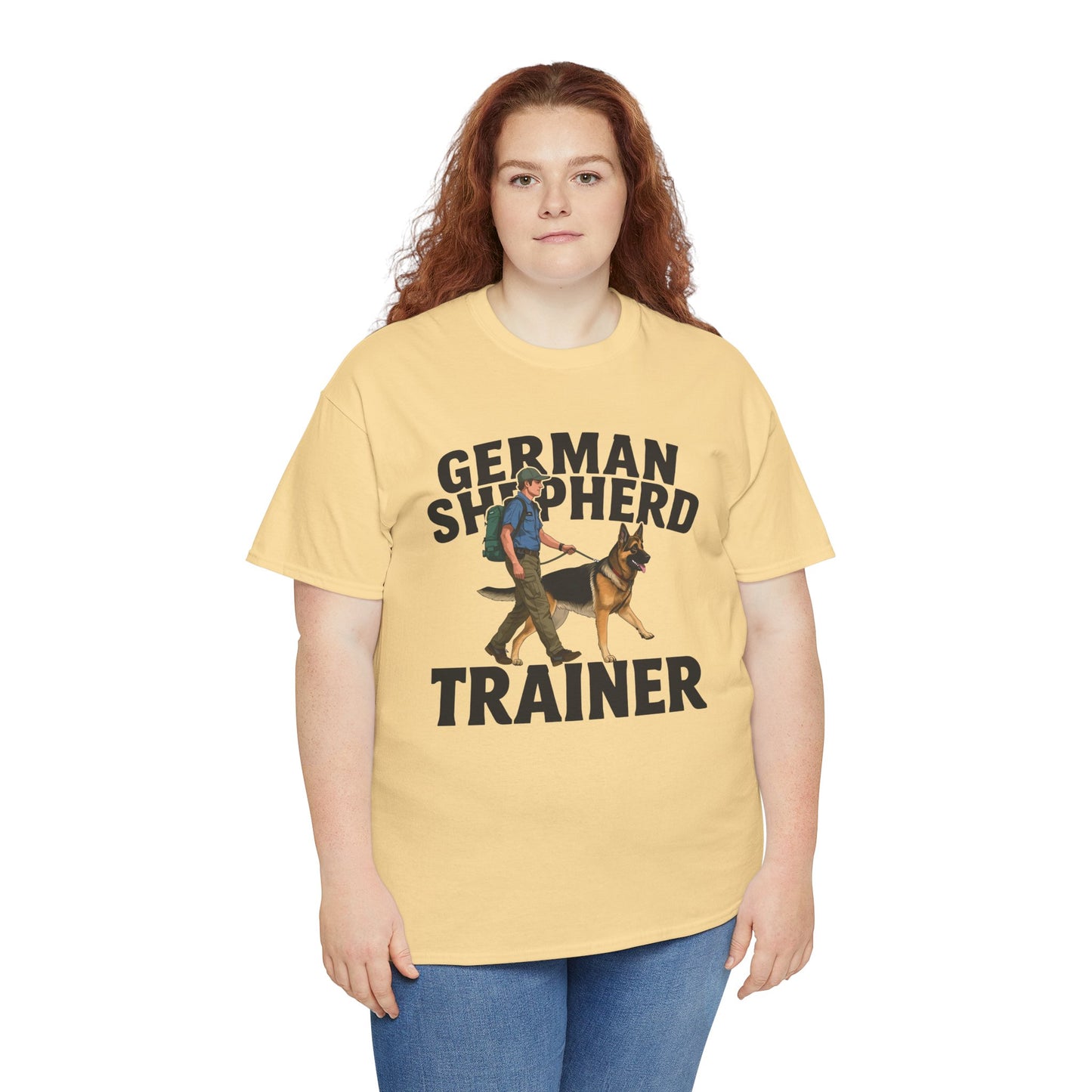 German Shepherd Trainer Tee - Man Holding a German Shepherd | Dog Lover Gift