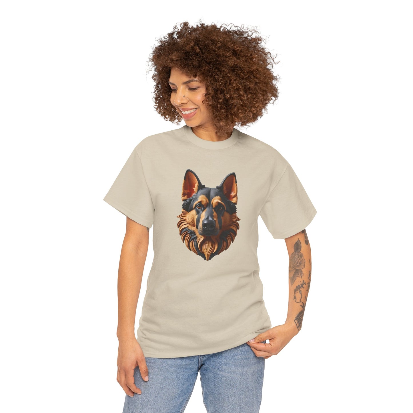 German Shepherd Lover Tee With 3D Design, Unisex Cotton Shirt, Dog T-Shirt, Pet Lovers Gift, Animal Enthusiast Apparel