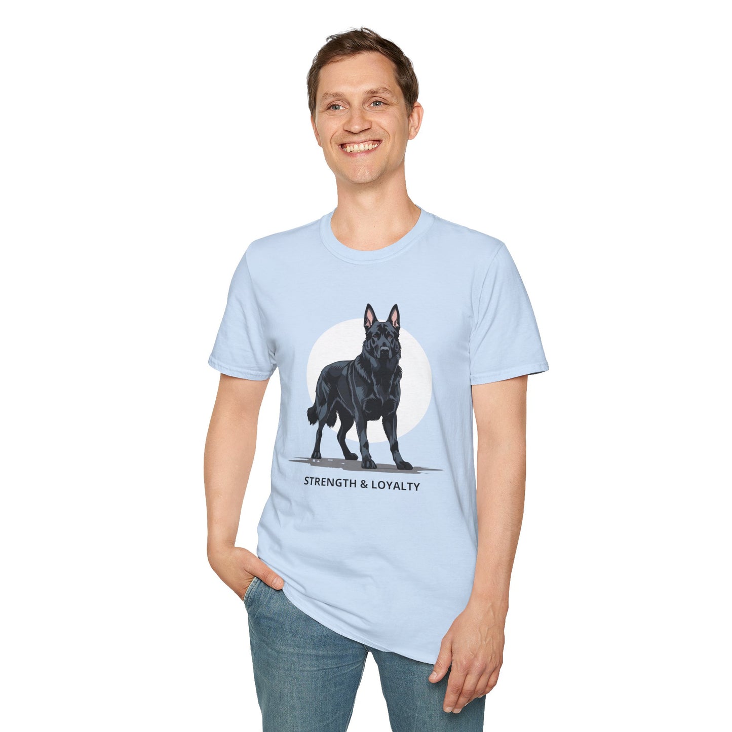 Strength & Loyalty German Shepherd Dog T-Shirt, Unisex Pet Lover Tee, Gifts for Dog Owners, Animal Lovers Apparel, Casual Everyday Wear, Black Dog Shirt