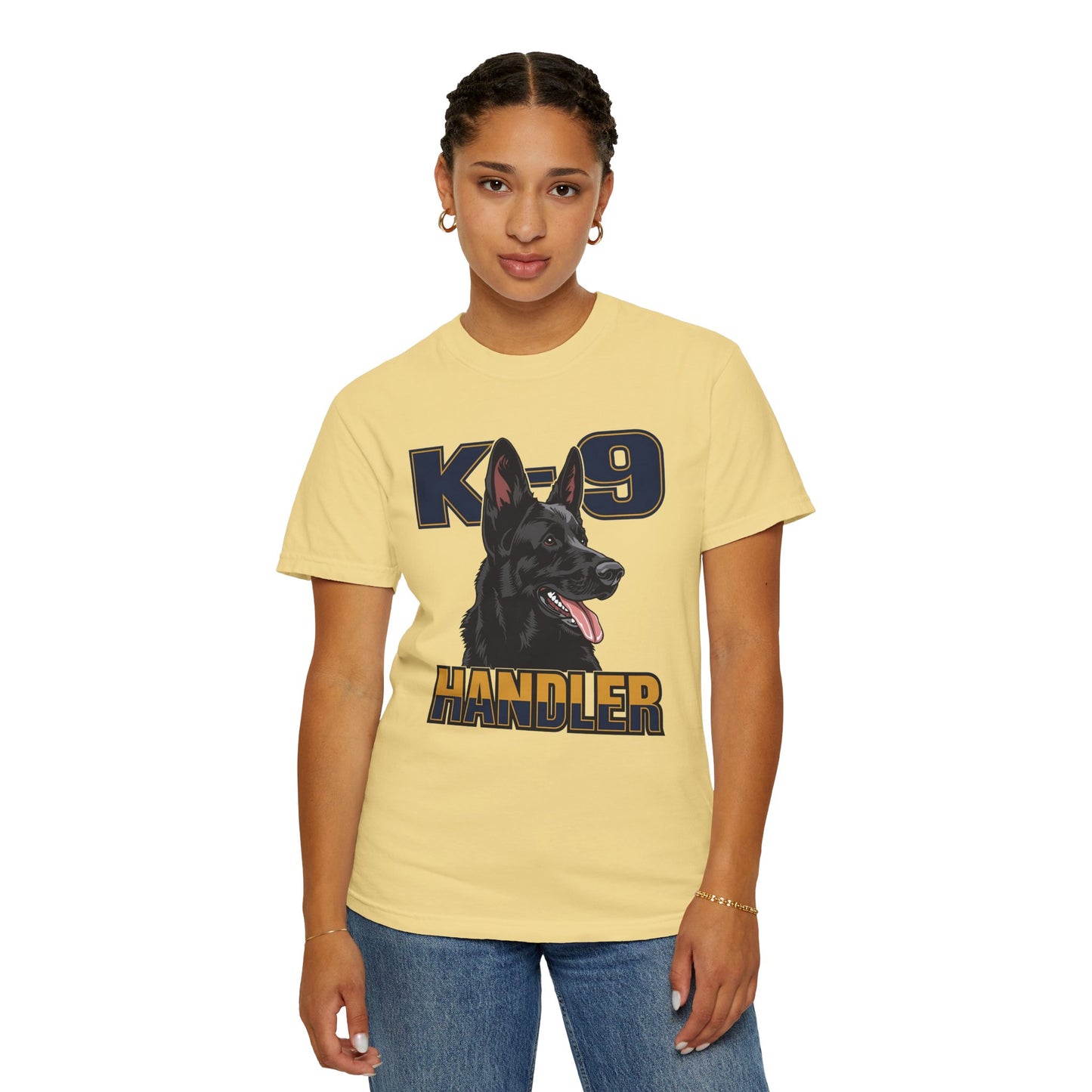 Black German Shepherd K-9 Handler T-Shirt, Garment-Dyed Unisex Tee for Dog Lovers