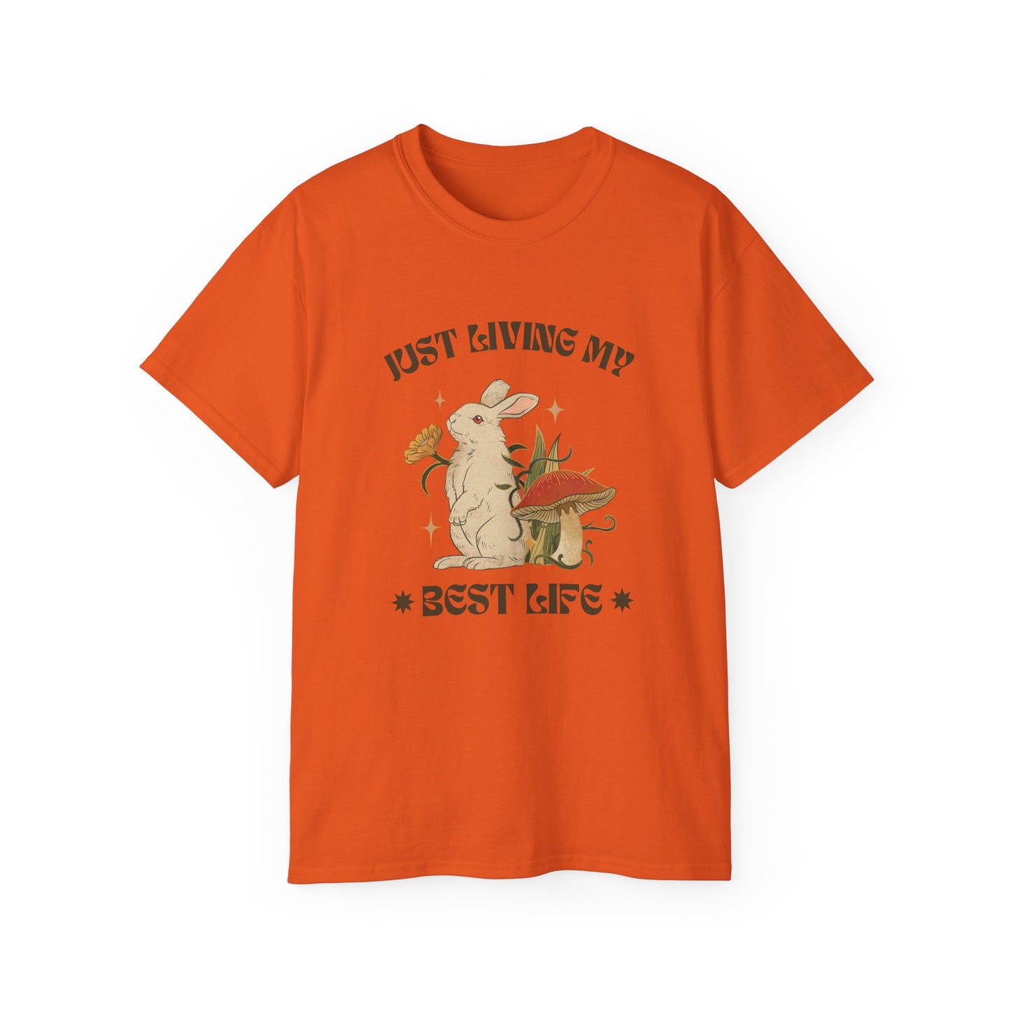 Unisex Ultra Cotton Tee - Just Living My Best Life Bunny Design, Cute Rabbit Shirt, Gift for Animal Lovers, Spring Fashion