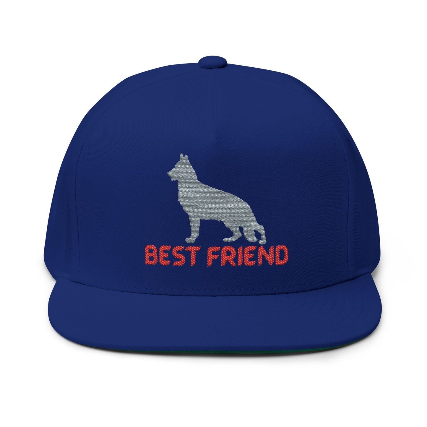 German Shepherd Flat Bill Embroidered Cap - Best Friend