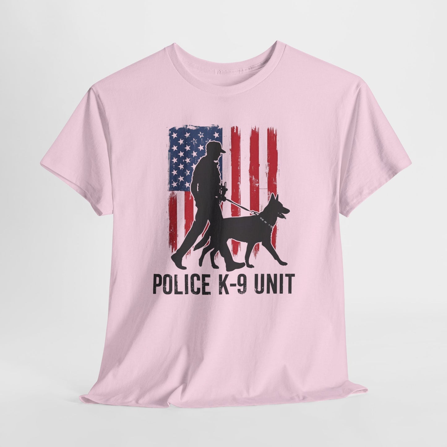 Patriotic Police K-9 Unit Heavy Cotton Tee, Unisex Cotton Shirt for Dog Lovers, Law Enforcement Apparel, Gifts for Police Officers