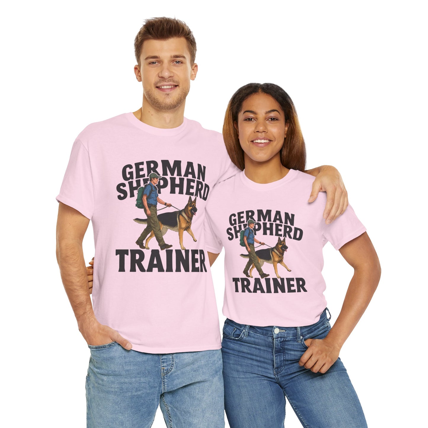 German Shepherd Trainer Tee - Man Holding a German Shepherd | Dog Lover Gift