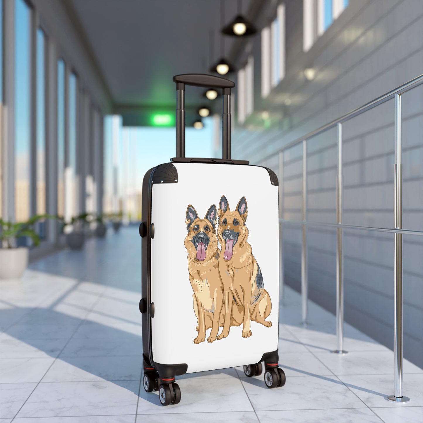 Dog Lover Suitcase Featuring Two German Shepherds Sloppily Sitting