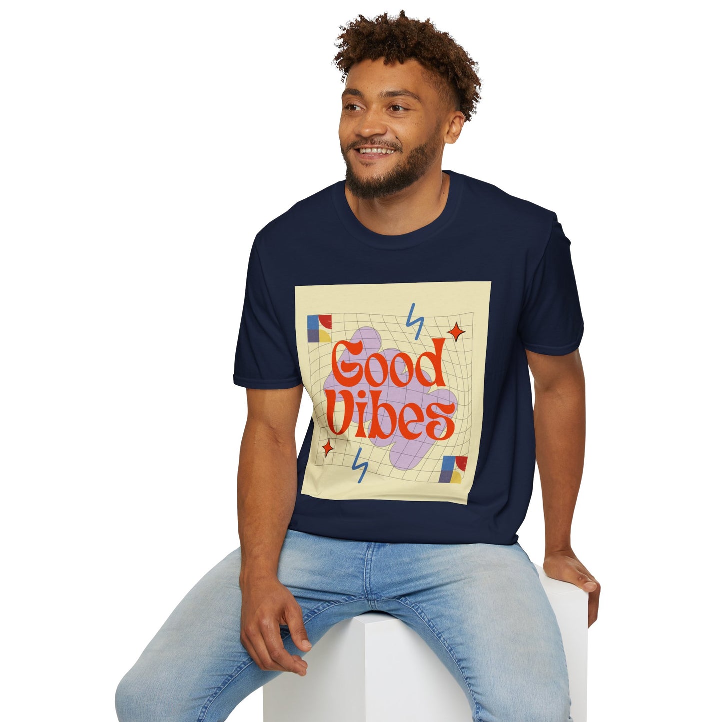 Good Vibes Unisex Softstyle T-Shirt, Relaxed Fit Tee, Casual Wear, Gift Idea, Positive Quotes, Everyday Comfort, Summer Fashion