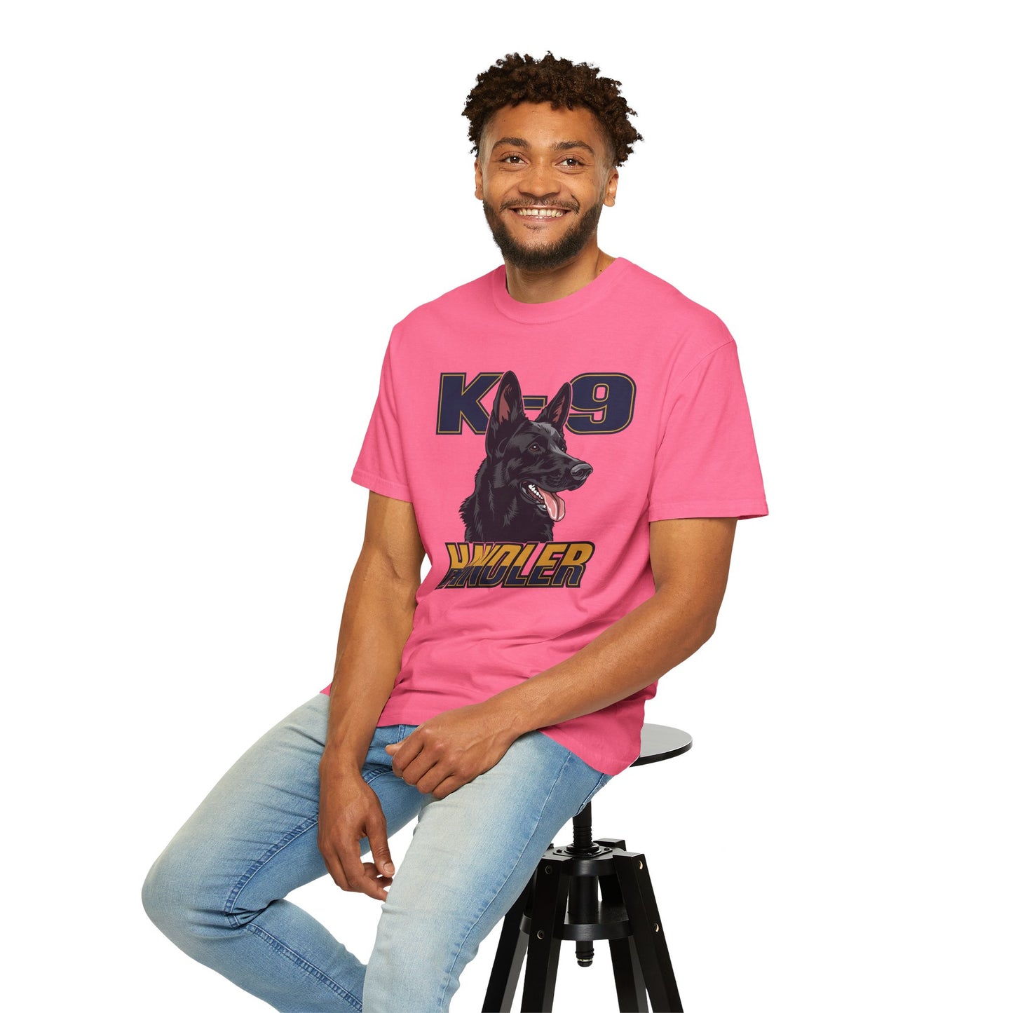 Black German Shepherd K-9 Handler T-Shirt, Garment-Dyed Unisex Tee for Dog Lovers