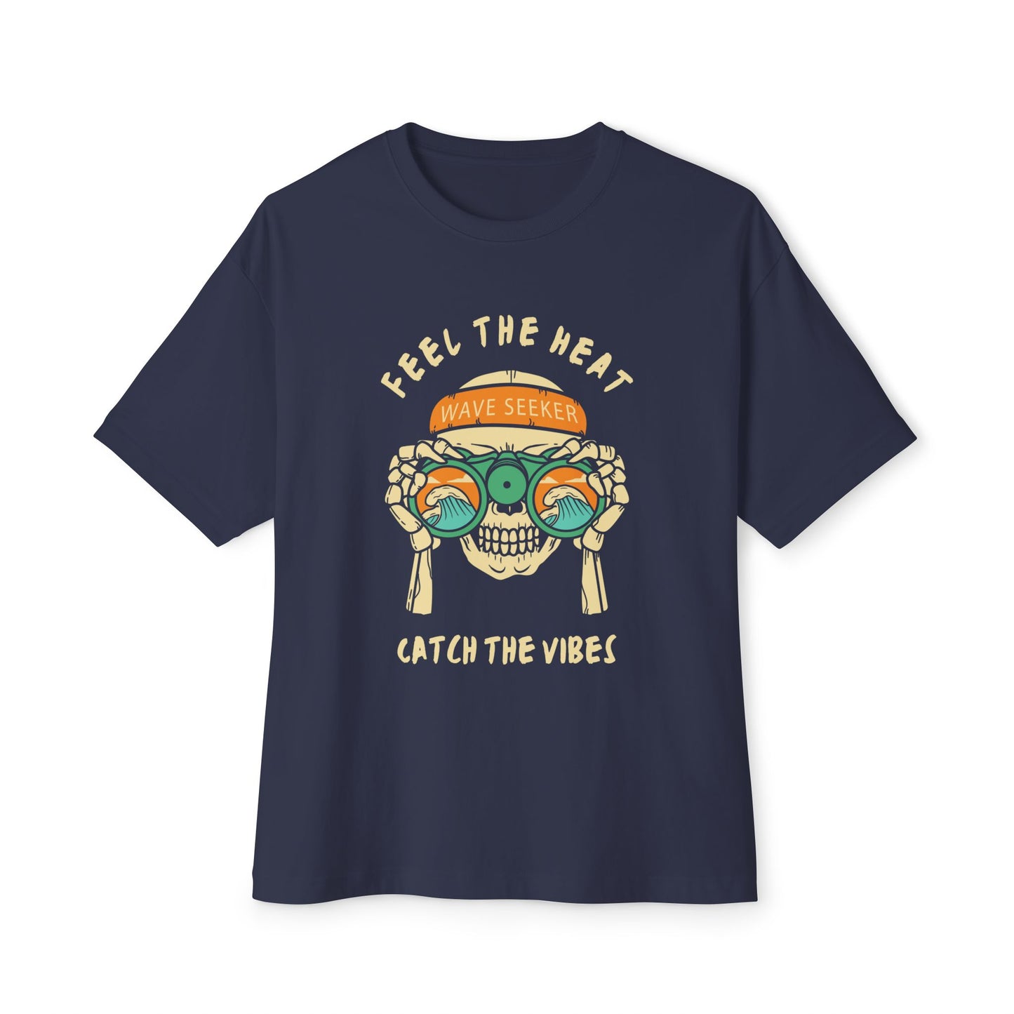Feel The Heat Catch the Vibes Boxy Tee | Unisex Oversized T-Shirt, Beachwear, Surfing Apparel, Summer Tees, Gifts for Wave Seekers